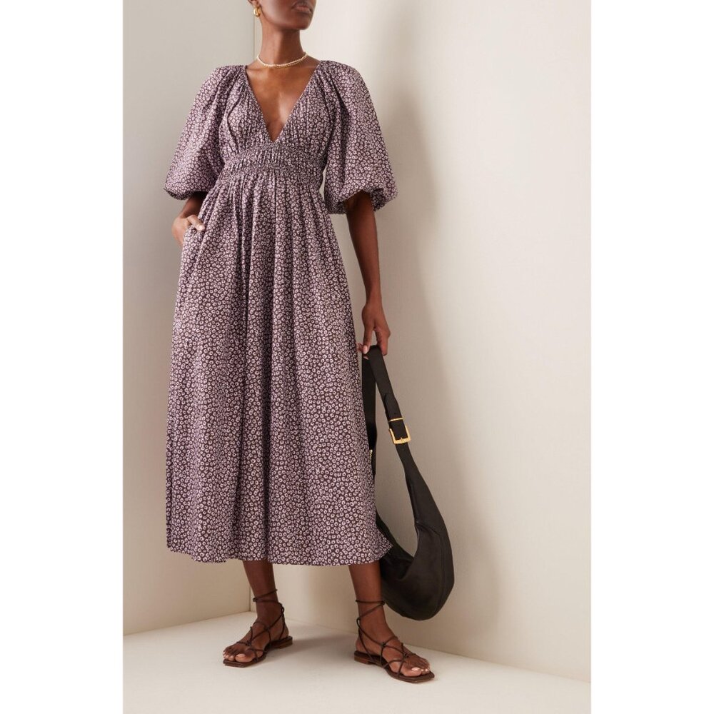 Matteau Shirred Cotton Dress, size "4" aka size large (fits L-XL)